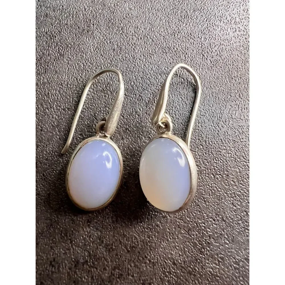 NEW Blue chalcedony sterling silver drop earrings 4.85 grams